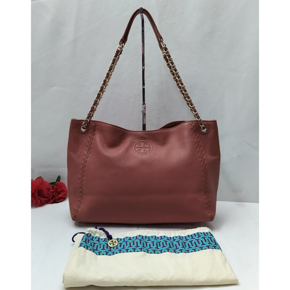 Tory Burch Pink Pebbled Leather Chain Strap Crossbody Shoulder Bag